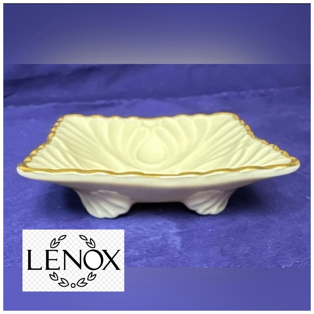Lenox Footed Trinket Tray, 3", Hand Decorated With 24k Gold